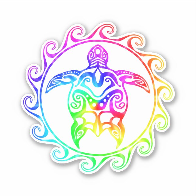 Colorful Tribal Turtle Sticker (Front)