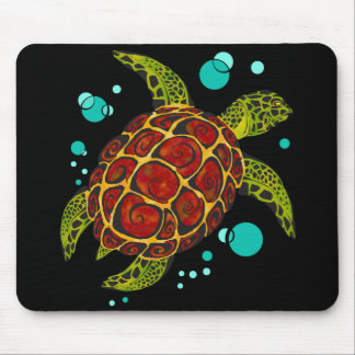 Colorful Tribal Turtle Tattoo Mouse Pad