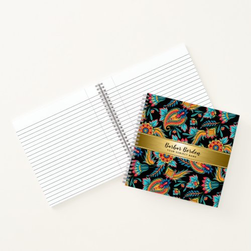 Colorful tribal vintage floral paisley pattern notebook