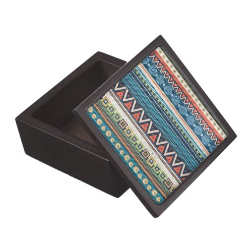 Colorful Tribal Zigzag Cross_Stitch Texture Jewelry Box