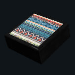 Colorful Tribal Zigzag Cross-Stitch Texture Jewelry Box<br><div class="desc">Colorful tribal aztec zigzag and geometric shapes pattern in blue red and white tone with cross-stitch texture look. Design is available e on other products and can be requested on any product offered by Zazzle.</div>