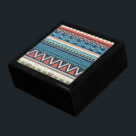 Colorful Tribal Zigzag Cross-Stitch Texture Jewelry Box<br><div class="desc">Colorful tribal aztec zigzag and geometric shapes pattern in blue red and white tone with cross-stitch texture look. Design is available e on other products and can be requested on any product offered by Zazzle.</div>