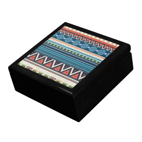 Colorful Tribal Zigzag Cross_Stitch Texture Jewelry Box