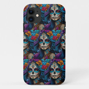 Colorful Tribute: Day of the Dead Makeup Artistry iPhone 11 Case