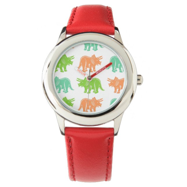 Colorful Triceratops Pattern Wristwatch (Front)