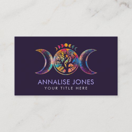 Colorful Triple Moon _ Tree of life  Business Card