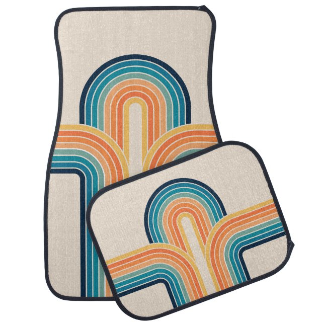 Colorful triple retro arches car floor mat (Set)