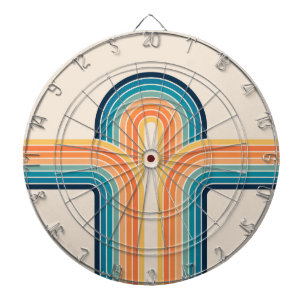 Colorful triple retro arches dart board