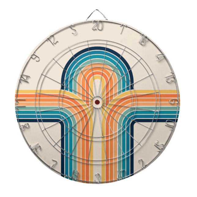 Colorful triple retro arches dart board (Front)