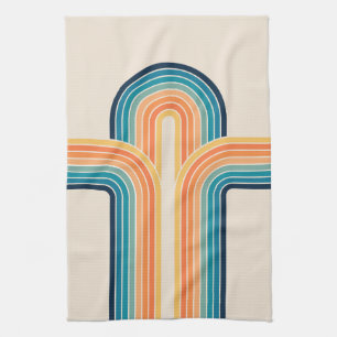 Colorful triple retro arches kitchen towel