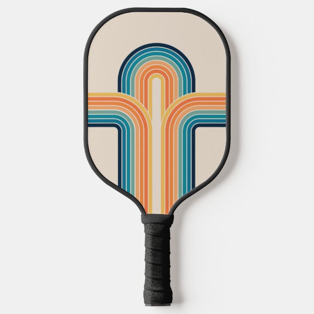 Colorful triple retro arches pickleball paddle (Front)