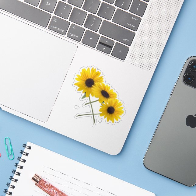 Colorful Triple Sunflower Photograph Sticker (Laptop w/ iPhone)