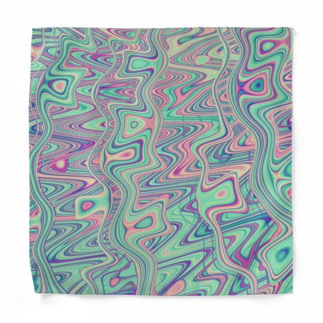 Colorful Trippy Acid Trip Digital Abstract Art Bandana (Front)