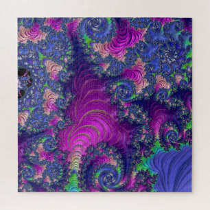 Colorful Trippy Boho Jewel Tone Rainbow Fractal Jigsaw Puzzle
