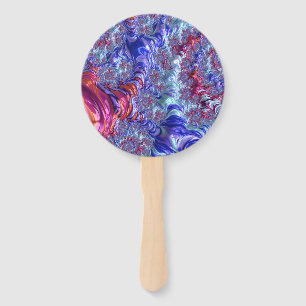 Colorful Trippy Groovy Digital Abstract Fractal Hand Fan