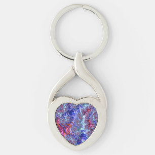 Colorful Trippy Groovy Digital Abstract Fractal Keychain