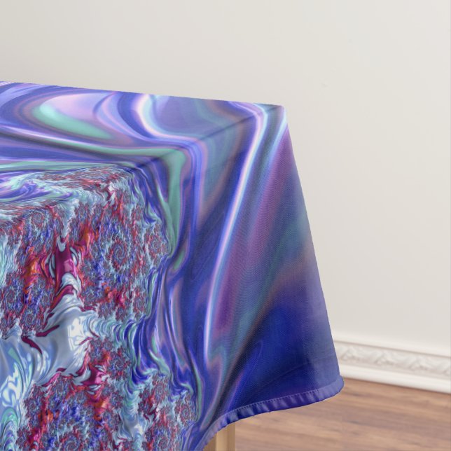 Colorful Trippy Groovy Digital Abstract Fractal Tablecloth (In Situ)