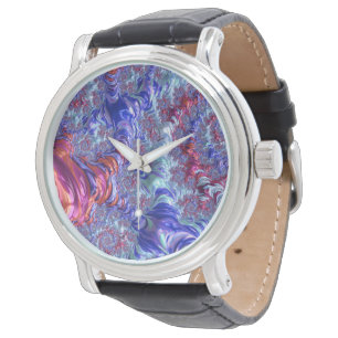 Colorful Trippy Groovy Digital Abstract Fractal Watch