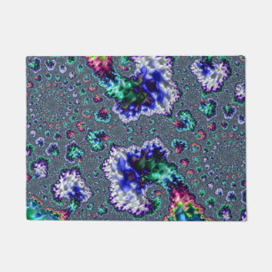 Colorful Trippy Groovy Spiral Abstract Fractal Doormat