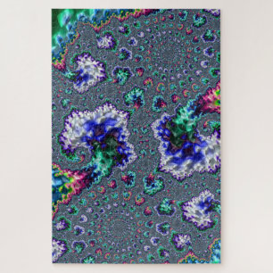 Colorful Trippy Groovy Spiral Abstract Fractal Jig Jigsaw Puzzle