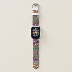 Colorful Trippy Groovy Vibrant Spiral Fractal Art Apple Watch Band