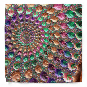 Colorful Trippy Groovy Vibrant Spiral Fractal Art Bandana