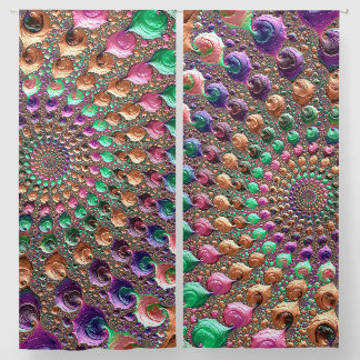 Colorful Trippy Groovy Vibrant Spiral Fractal Art Blackout Curtains
