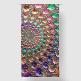 Colorful Trippy Groovy Vibrant Spiral Fractal Art Blackout Curtains