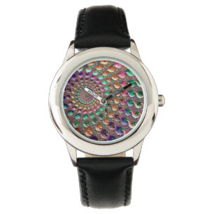 Colorful Trippy Groovy Vibrant Spiral Fractal Art Watch