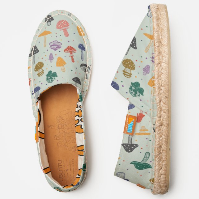 Colorful Trippy Mushroom Pattern Espadrilles (Side)