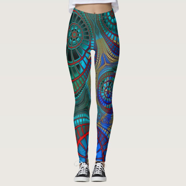 Colorful Trippy Spirals Leggings (Front)