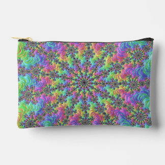 Colorful Trippy Vibrant Groovy Fractal Burst Accessory Pouch