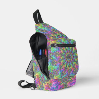Colorful Trippy Vibrant Groovy Fractal Burst Sling Bag