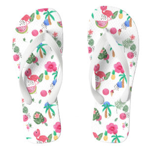 Colorful tropica flip flops