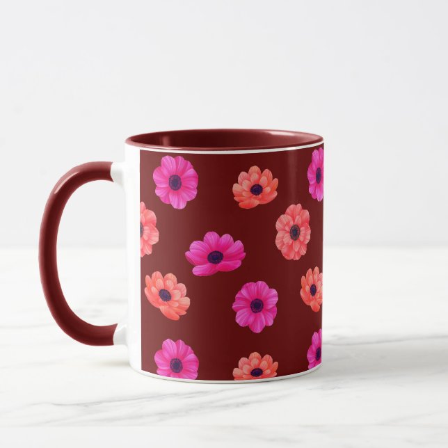 Colorful Tropical 3D Spring Flowers Pattern  Mug (Left)