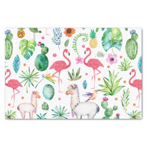 Colorful Tropical Animals Flowers  Leafs Pattern Tissue Paper