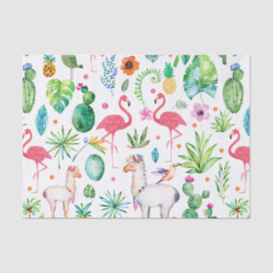 Colorful Tropical Animals Flowers & Leafs Pattern Tissue Paper