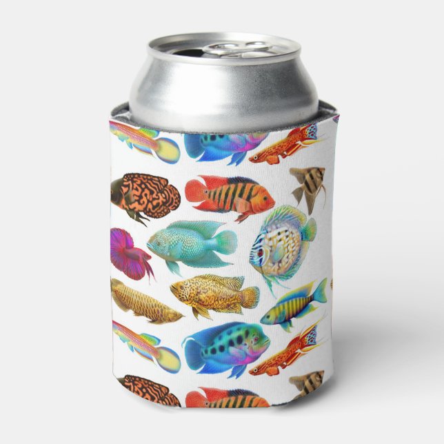 Colorful Tropical Aquarium Fish Can Cooler (Can Front)