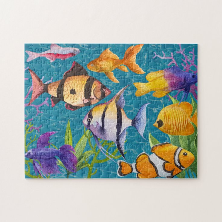 Colorful Tropical Aquarium Fish Jigsaw Puzzle Zazzle