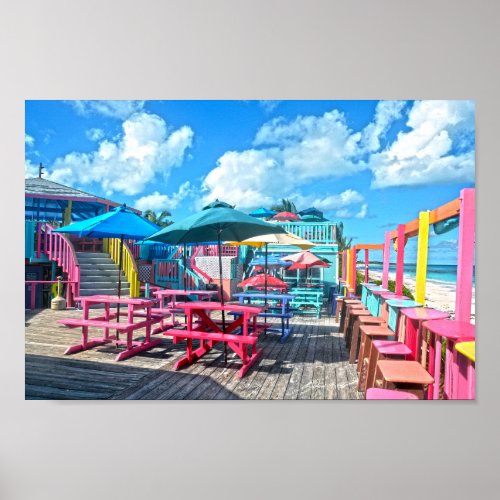 Colorful Tropical Bahamas Bar and Grill Poster