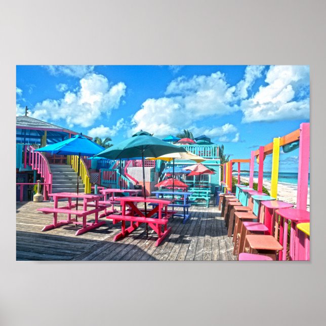 Colorful Tropical Bahamas Bar and Grill Poster (Front)