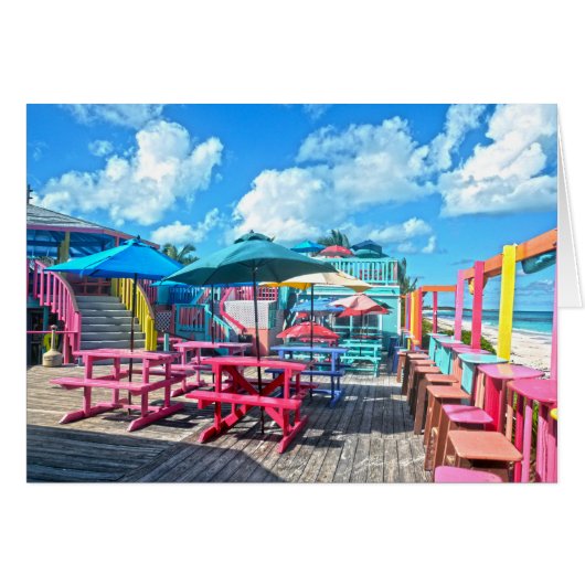 Colorful Tropical Bahamas Beach Bar & Grill (Front Horizontal)