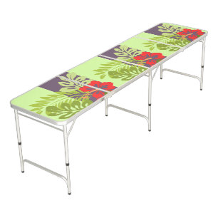 Colorful Tropical Beach Island Hibiscus Flower Beer Pong Table