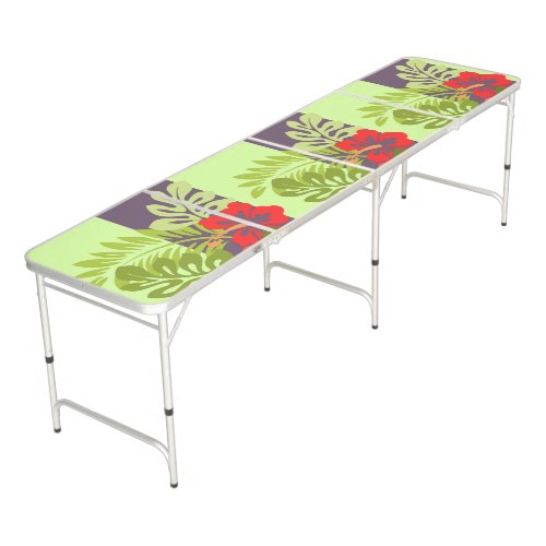 Colorful Tropical Beach Island Hibiscus Flower Beer Pong Table