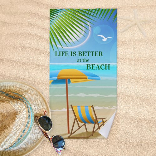 Colorful Tropical Beach Paradise Towel