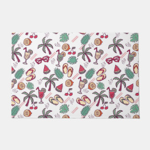 Colorful tropical beach vacation themed pattern doormat