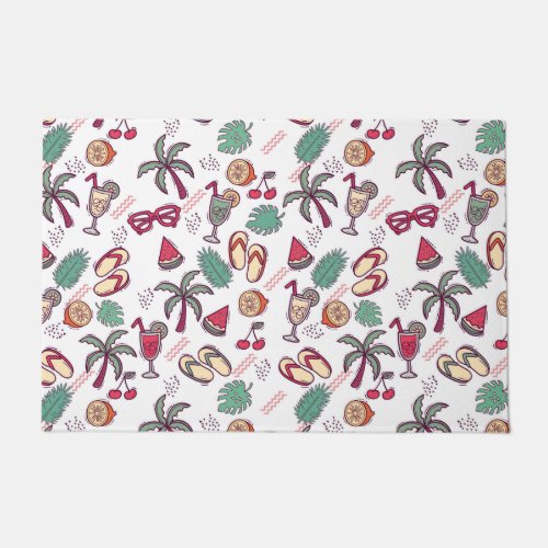 Colorful tropical beach vacation themed pattern doormat