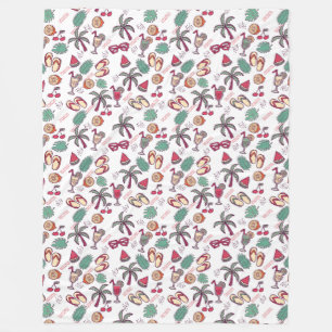 Colorful tropical beach vacation themed pattern fleece blanket