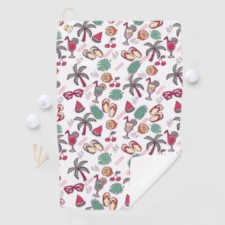 Colorful tropical beach vacation themed pattern  golf towel