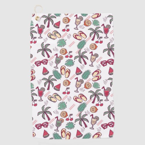Colorful tropical beach vacation themed pattern  golf towel